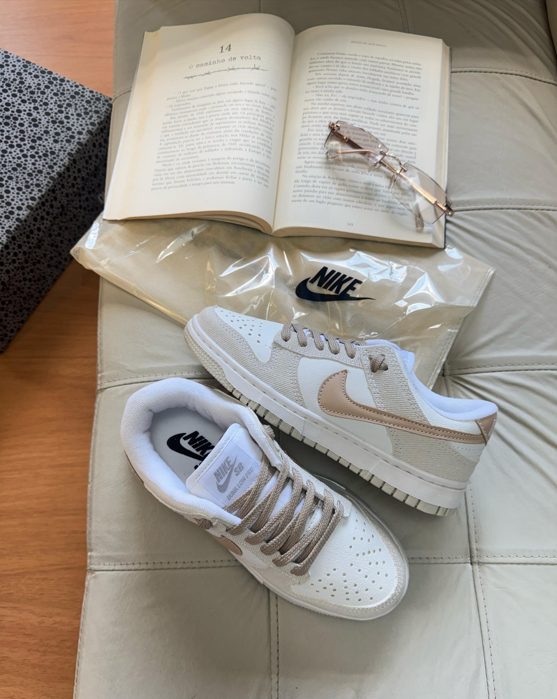 Tênis Feminino NK SB Dunk Low (Nude/Dourado)